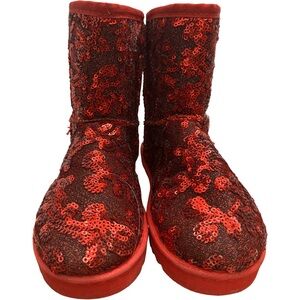 SPARKLING RED HOT GLITTER MID CAFE BOOTS